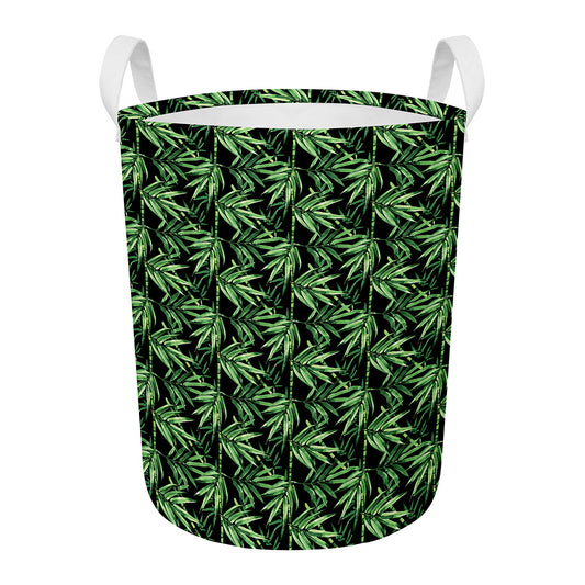 Watercolor Bamboo Pattern Print Round Laundry Basket