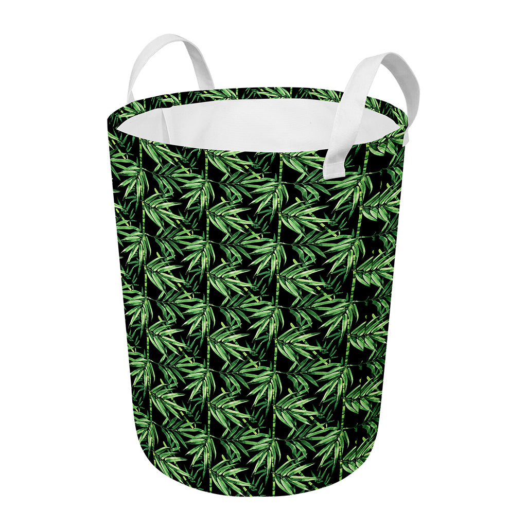 Watercolor Bamboo Pattern Print Round Laundry Basket