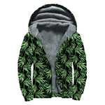 Watercolor Bamboo Pattern Print Sherpa Lined Zip Up Hoodie