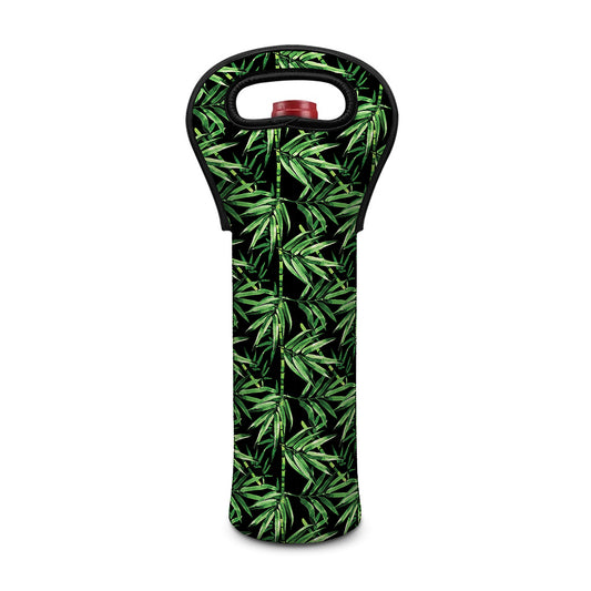Watercolor Bamboo Pattern Print Single Neoprene Wine Tote