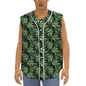 Watercolor Bamboo Pattern Print Sleeveless Baseball Jersey