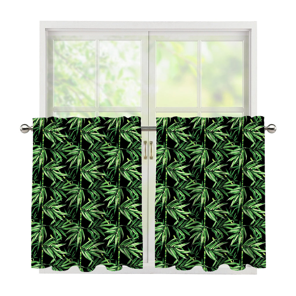 Watercolor Bamboo Pattern Print Tier Curtains