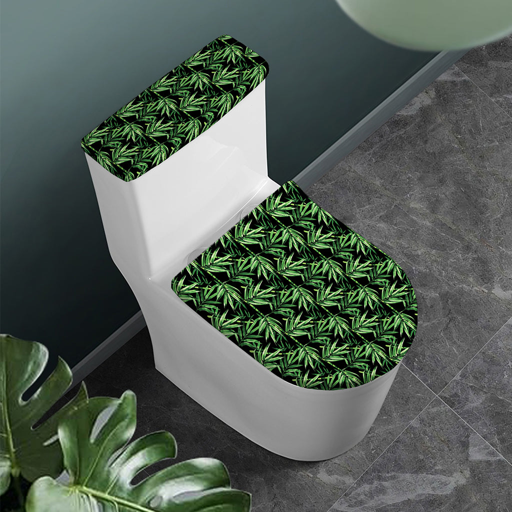 Watercolor Bamboo Pattern Print Toilet Lid And Tank Cover Set