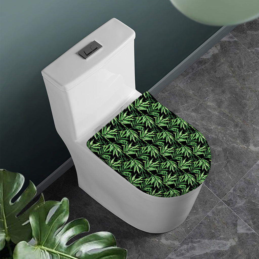 Watercolor Bamboo Pattern Print Toilet Lid Cover