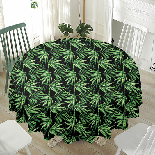 Watercolor Bamboo Pattern Print Waterproof Round Tablecloth