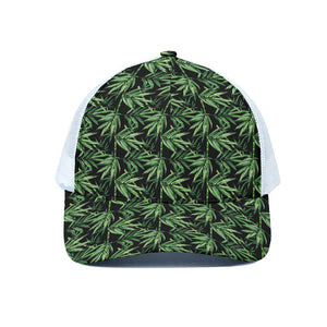 Watercolor Bamboo Pattern Print White Mesh Trucker Cap