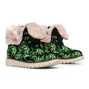 Watercolor Bamboo Pattern Print Winter Boots