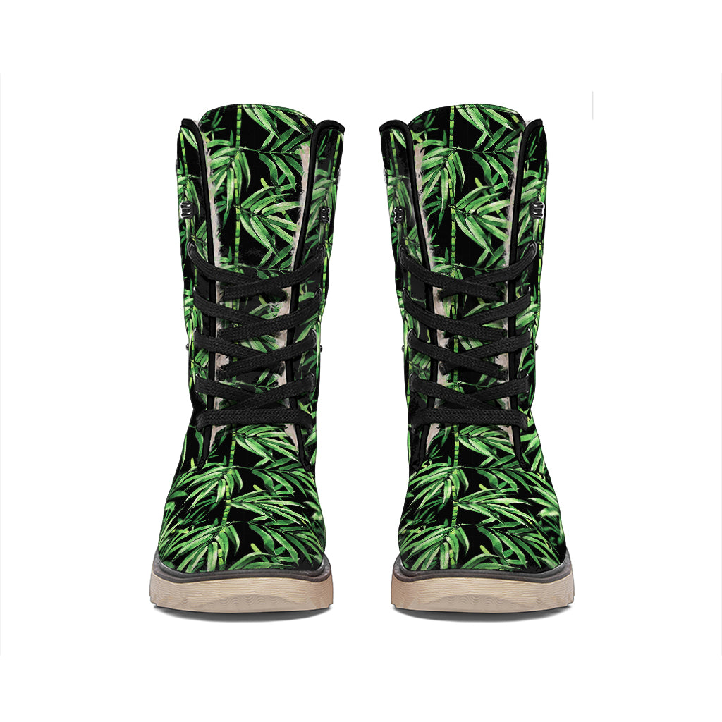 Watercolor Bamboo Pattern Print Winter Boots