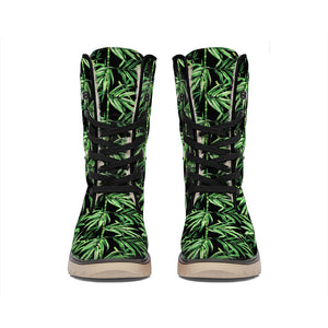 Watercolor Bamboo Pattern Print Winter Boots