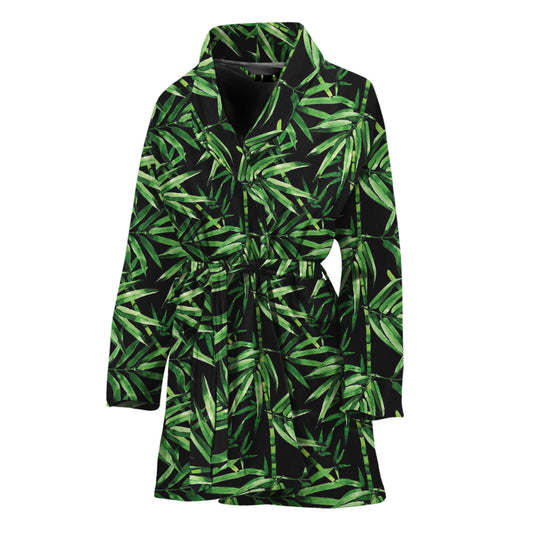 Watercolor Bamboo Pattern Print Women's Bathrobe