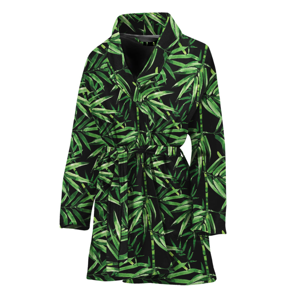 Watercolor Bamboo Pattern Print Women's Bathrobe