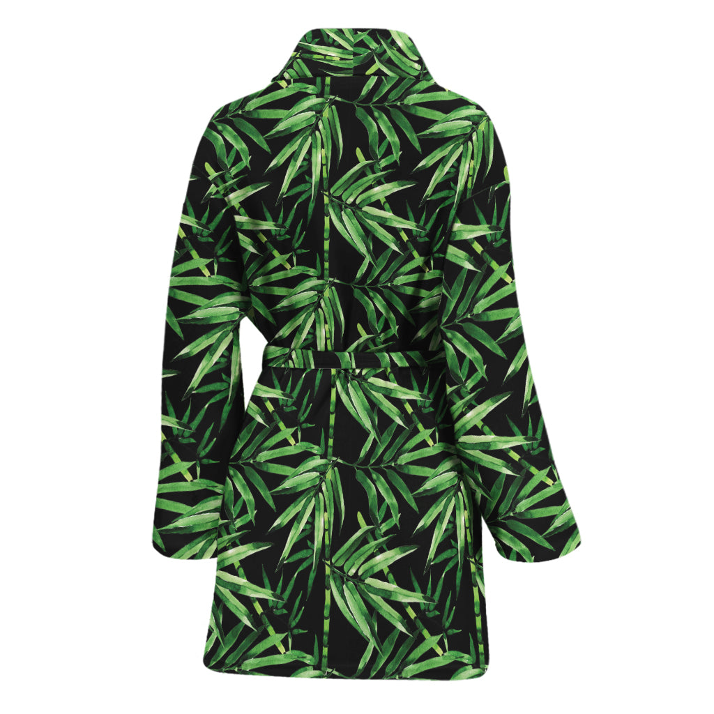 Watercolor Bamboo Pattern Print Women's Bathrobe