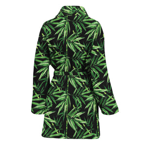 Watercolor Bamboo Pattern Print Women's Bathrobe