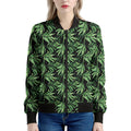 Watercolor Bamboo Pattern Print Women's Bomber Jacket
