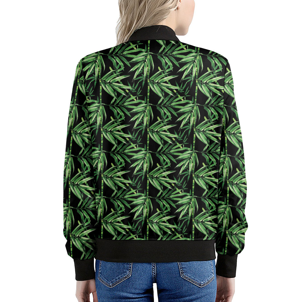 Watercolor Bamboo Pattern Print Women's Bomber Jacket