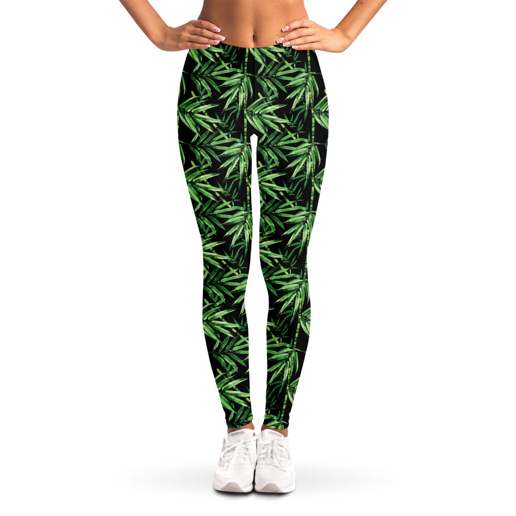 Watercolor Bamboo Pattern Print Women's Leggings