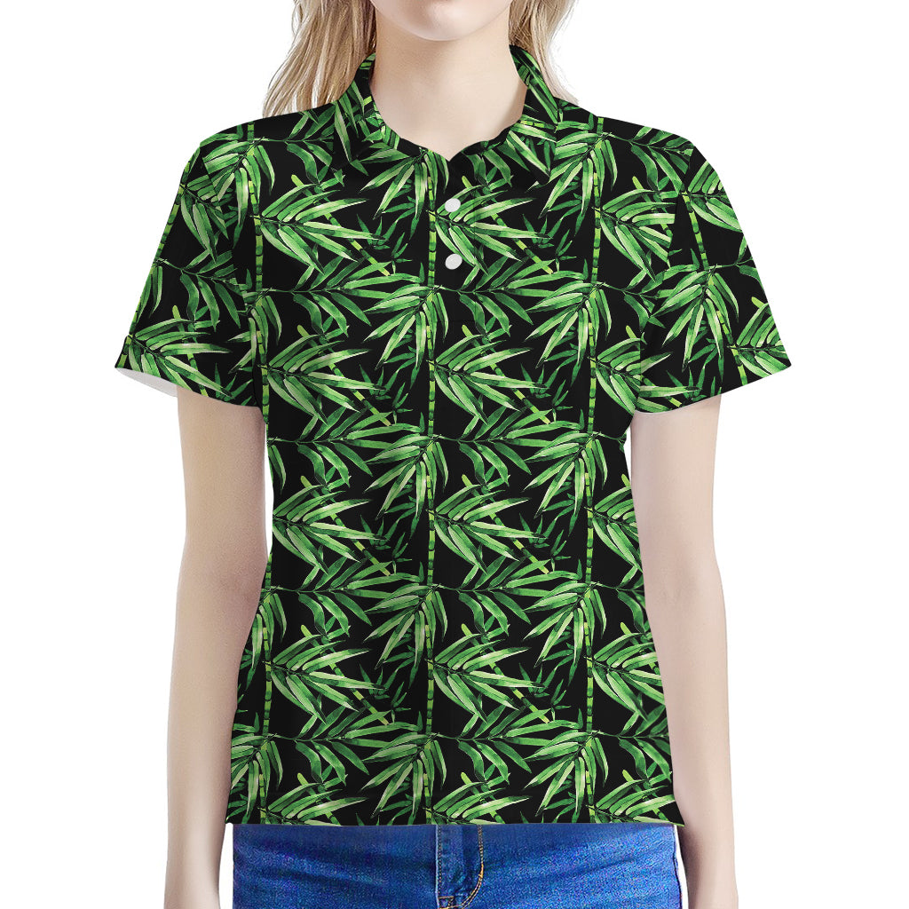 Watercolor Bamboo Pattern Print Women's Polo Shirt