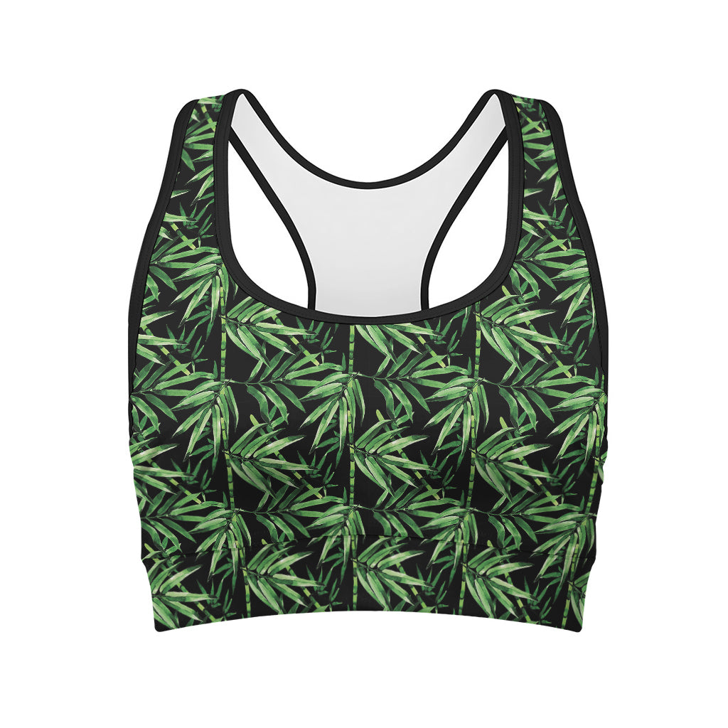 Watercolor Bamboo Pattern Print Women's Sports Bra