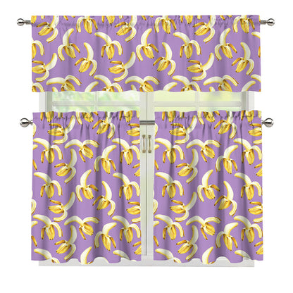 Watercolor Banana Pattern Print 3 Piece Kitchen Curtains