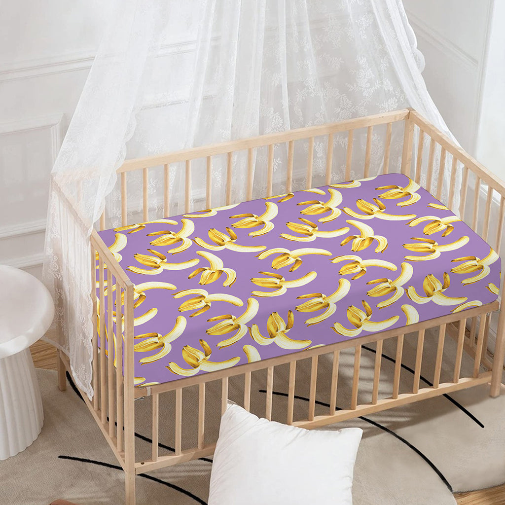 Watercolor Banana Pattern Print Baby Crib Sheet