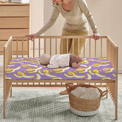 Watercolor Banana Pattern Print Baby Crib Sheet