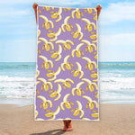 Watercolor Banana Pattern Print Beach Towel