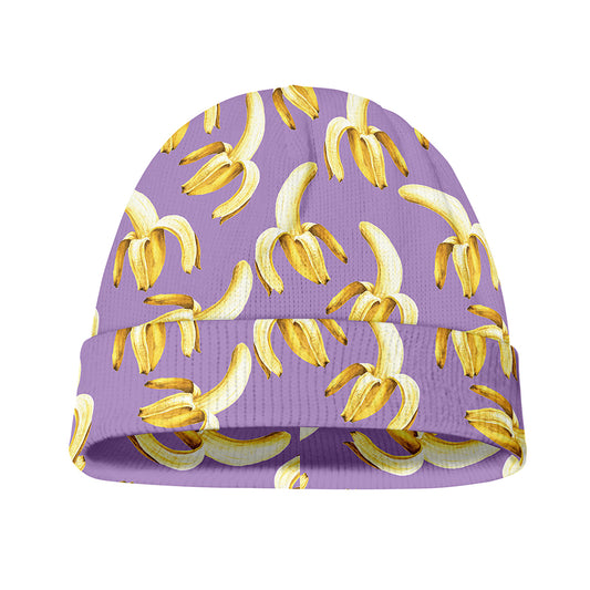 Watercolor Banana Pattern Print Beanie