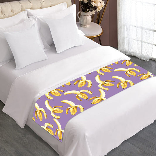 Watercolor Banana Pattern Print Bed Runner