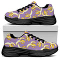 Watercolor Banana Pattern Print Black Chunky Shoes