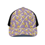 Watercolor Banana Pattern Print Black Mesh Trucker Cap
