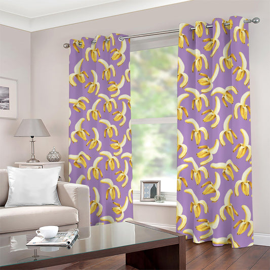 Watercolor Banana Pattern Print Blackout Grommet Curtains