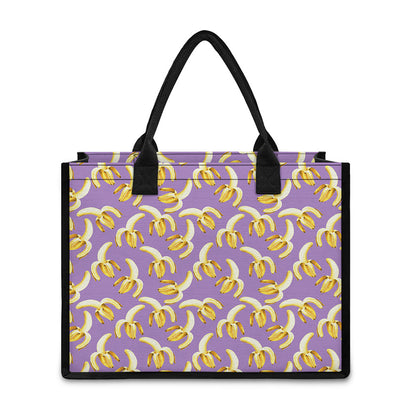 Watercolor Banana Pattern Print Canvas Tote Bag