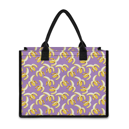 Watercolor Banana Pattern Print Canvas Tote Bag