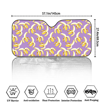 Watercolor Banana Pattern Print Car Windshield Sun Shade