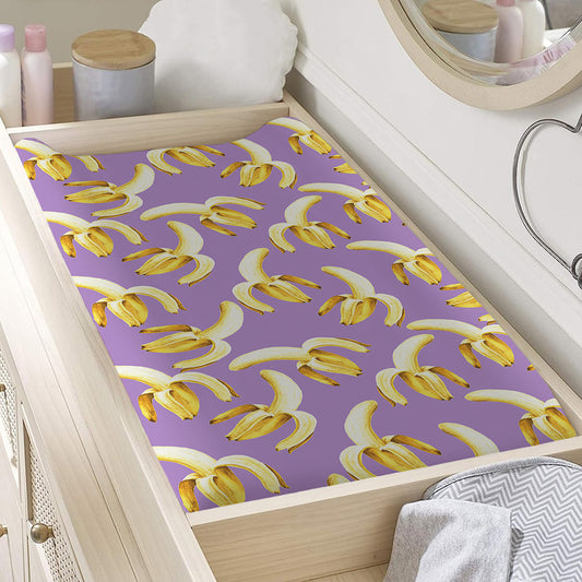 Watercolor Banana Pattern Print Changing Pad Cover