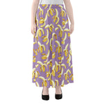 Watercolor Banana Pattern Print Chiffon Maxi Skirt