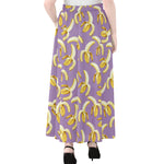 Watercolor Banana Pattern Print Chiffon Maxi Skirt