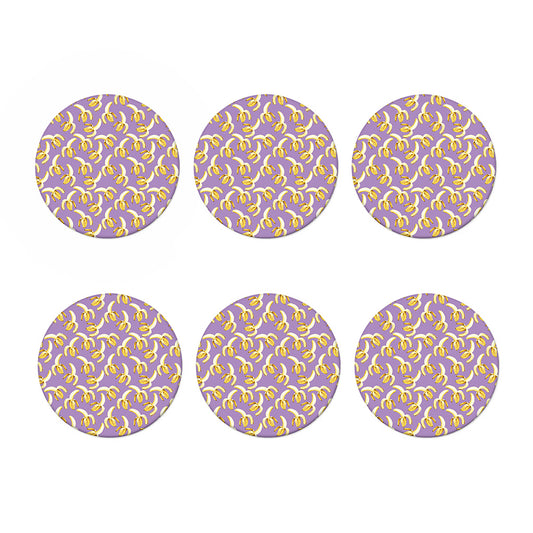 Watercolor Banana Pattern Print Coaster Set