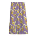 Watercolor Banana Pattern Print Cotton Front Slit Maxi Skirt