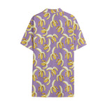 Watercolor Banana Pattern Print Cotton Hawaiian Shirt