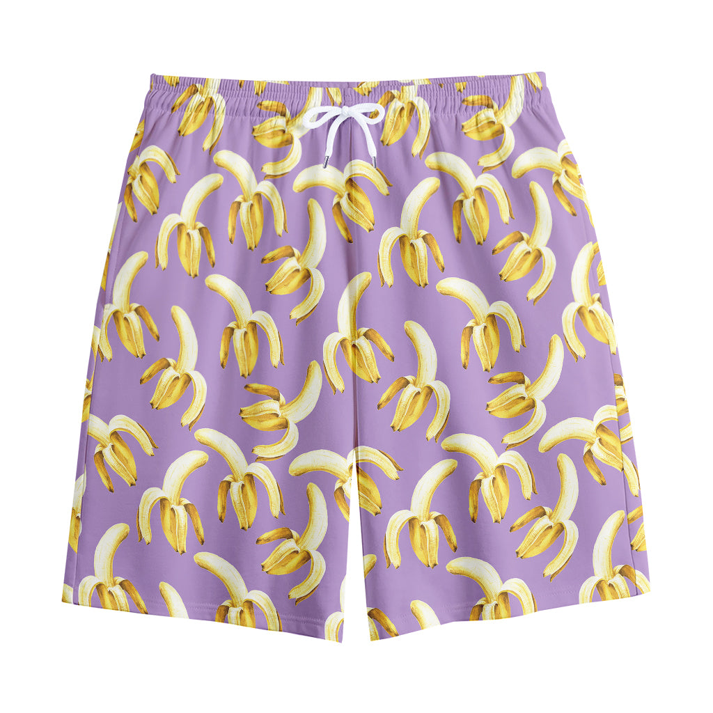 Watercolor Banana Pattern Print Cotton Shorts