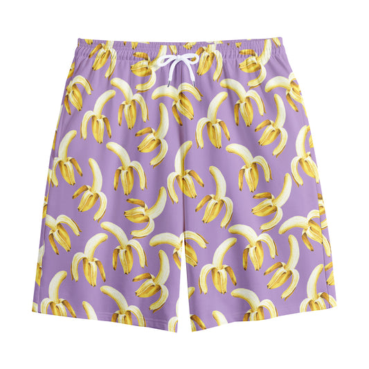 Watercolor Banana Pattern Print Cotton Shorts