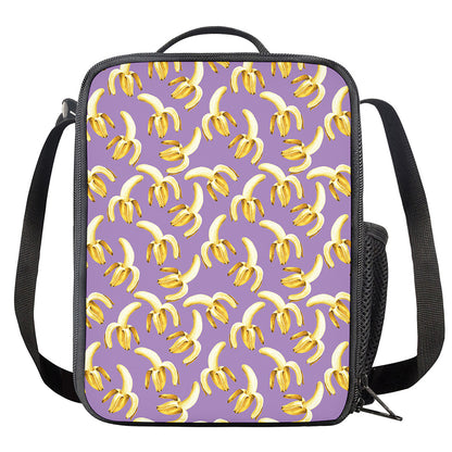 Watercolor Banana Pattern Print Crossbody Lunch Bag