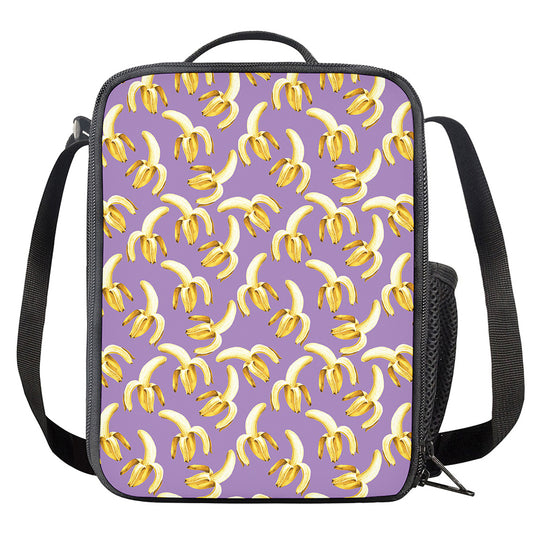 Watercolor Banana Pattern Print Crossbody Lunch Bag