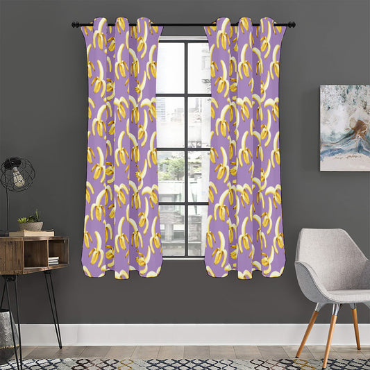 Watercolor Banana Pattern Print Curtain
