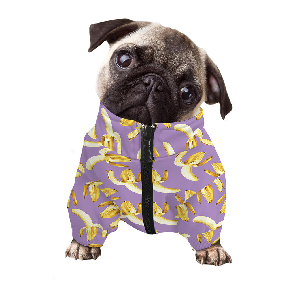 Watercolor Banana Pattern Print Dog Zip Up Jacket