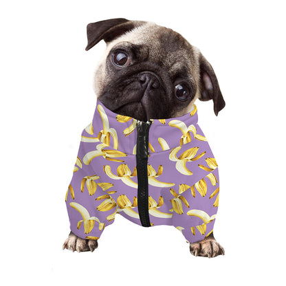 Watercolor Banana Pattern Print Dog Zip Up Jacket
