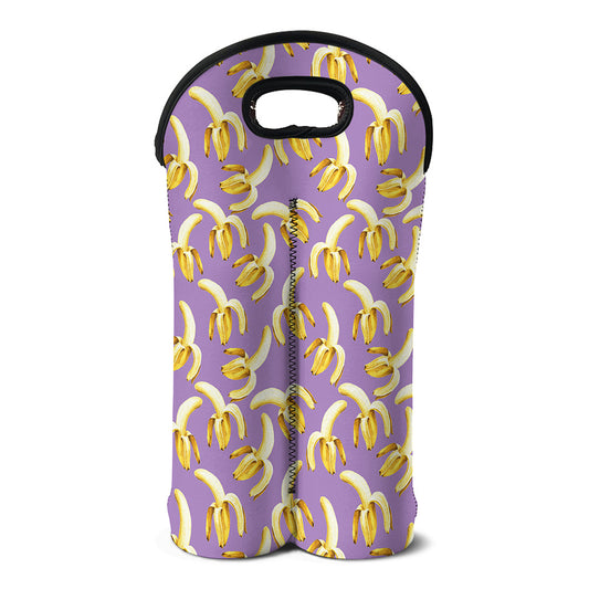 Watercolor Banana Pattern Print Double Neoprene Wine Tote