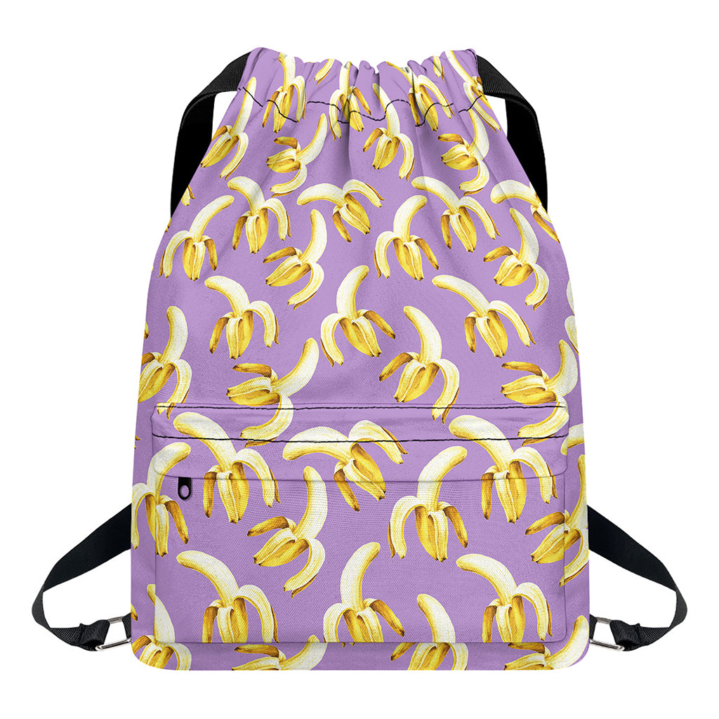 Watercolor Banana Pattern Print Drawstring Backpack