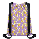 Watercolor Banana Pattern Print Drawstring Backpack